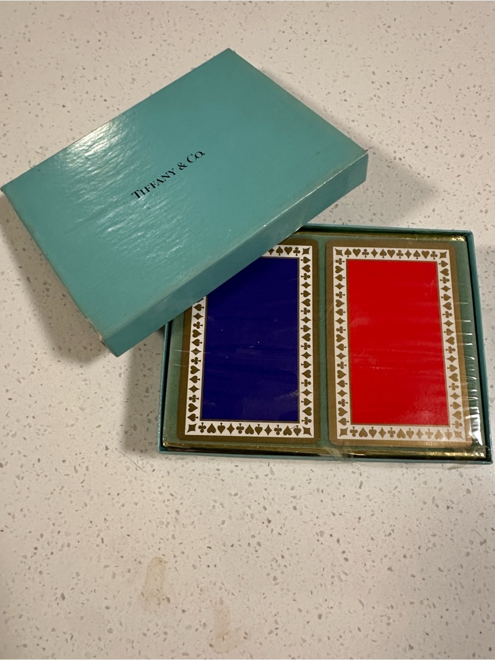 Tiffany & Co. Two-Deck Playing Card Set in Blue, Red and Tiffany Blue Box, NWT
